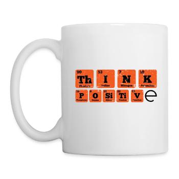 Think Positive Chemie Periodisch Spruch Geschenk - Tasse - Weiß - Links