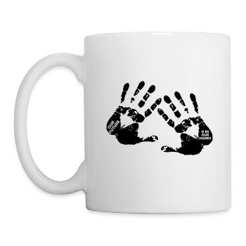 Poignée de main Futur Symbole Rengaine Cadeau - Mug blanc - blanc - Gauche