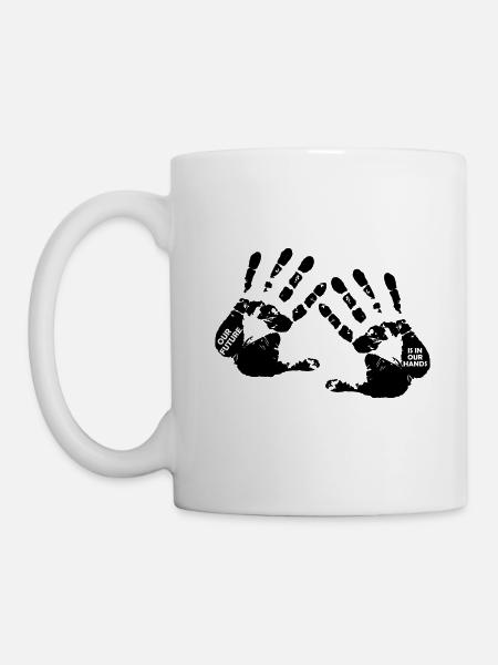 Handabruck Zukunft Symbol Spruch Geschenk - Tasse - Weiß