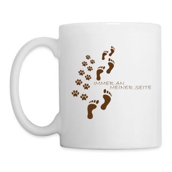Hunde Pfote Zusammhalt Spruch Geschenk - Tasse - Weiß - Links