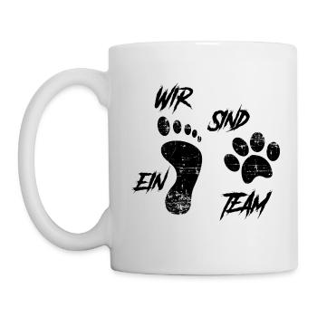 Wir sind ein Team Hunde Pfote Spruch Geschenk - Tasse - Weiß - Links