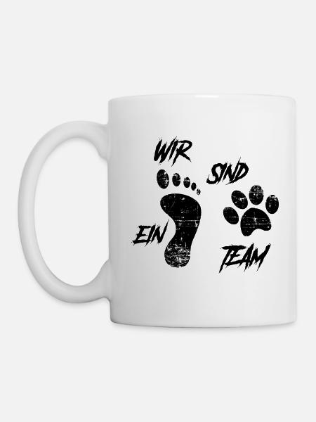 Wir sind ein Team Hunde Pfote Spruch Geschenk - Tasse - Weiß