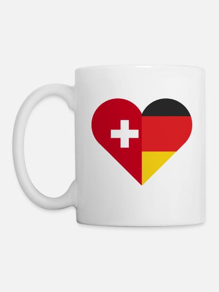 Deutschland Schweiz Herz Geschenk - Tasse - Weiß