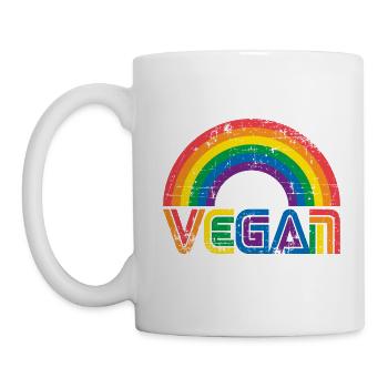 Cadeau drapeau végétalien arc-en-ciel - Mug blanc - blanc - Gauche