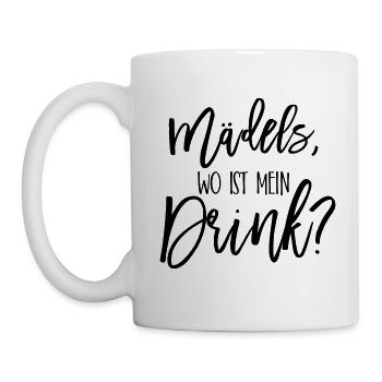 Les filles où est mon cadeau drink JGA - Mug blanc - blanc - Gauche