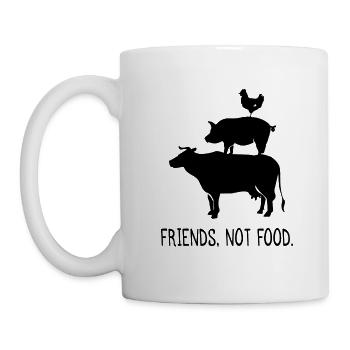 Amis pas nourriture cadeau de bien-être des animaux Vegan - Mug blanc - blanc - Gauche
