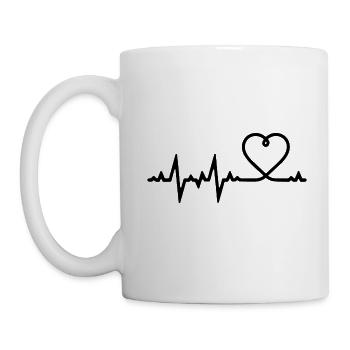 Liebe Herz Herzschlag Heartbeat Geschenk - Tasse - Weiß - Links