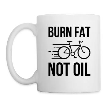 Cadeau de protection de l'environnement de bicyclette Burn Fat Not Oil - Mug blanc - blanc - Gauche