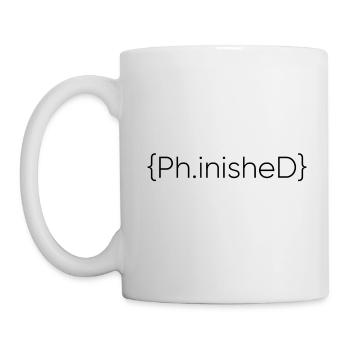 Phinished Terminé PhD - Mug blanc - blanc - Gauche