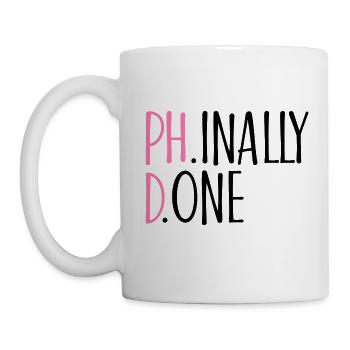 Phinally Done Phd Cadeau - Mug blanc - blanc - Gauche