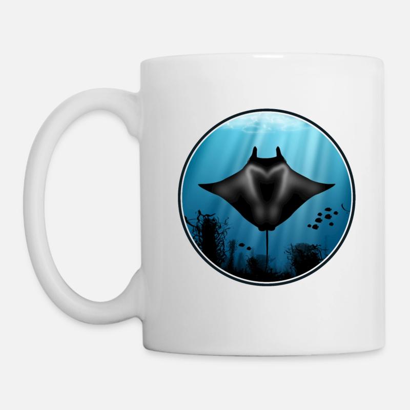 Raies manta et poissons - Mug blanc - blanc