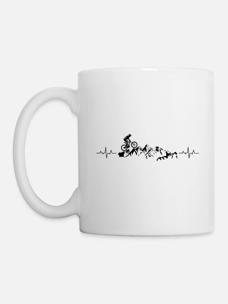 Herzschlag Mountainbike Fahrrad Geschenk - Tasse - Weiß
