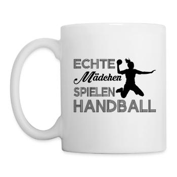 Echte Maedchen spielen Handball Geschenk - Tasse - Weiß - Links