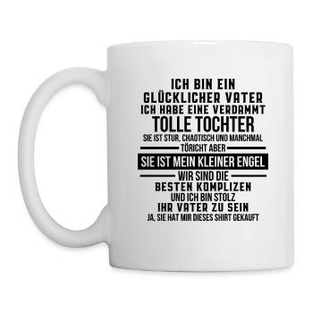 Gluecklicher Vater einer Tochter Vatertag Geschenk - Tasse - Weiß - Links