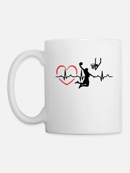 basket-ball Heartbeat joueur cadeau t-shirt - Mug blanc - blanc