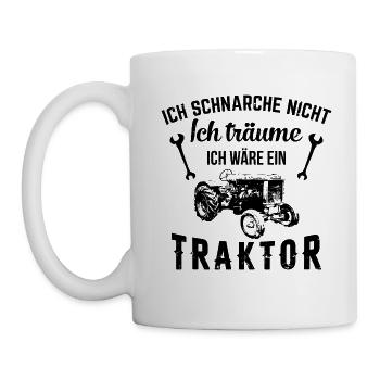 Ich träume ich wäre ein Traktor Bauer Geschenk - Tasse - Weiß - Links