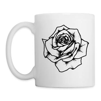 Rose - Tattoo Rose - Schwarze Rose - Tasse - Weiß - Links