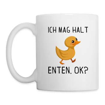 Ich mag halt Enten ok Geschenk - Tasse - Weiß - Links