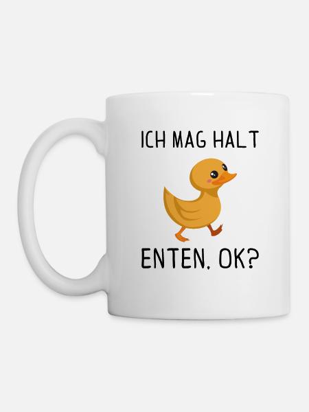 Ich mag halt Enten ok Geschenk - Tasse - Weiß