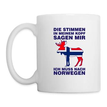 Ich muss nach Norwegen Urlaub Camping Wohnmobil - Tasse - Weiß - Links