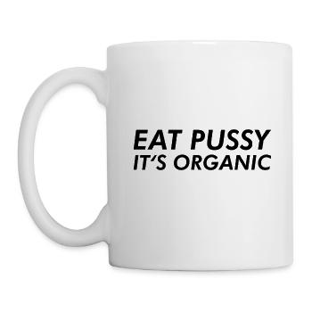 Mangez Pussy c'est végétalien végétalien biologique - Mug blanc - blanc - Gauche