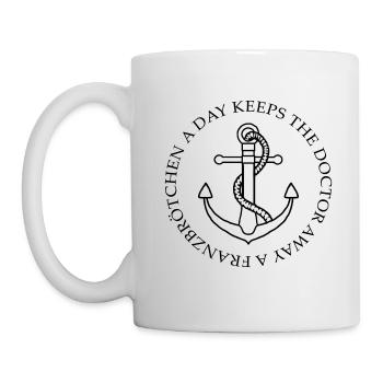 A Franzbrötchen a day keeps the Doctor away - Tasse - Weiß - Links