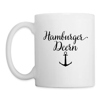 Hamburger Deern Hamburg T-Shirt Souvenir Geschenk - Tasse - Weiß - Links