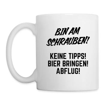 Bin am Schrauben keine Tipps Bier Kfz Mechaniker - Tasse - Weiß - Links