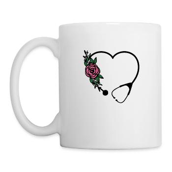 stéthoscope amour médecin infirmière - Mug blanc - blanc - Gauche