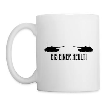 Bis einer Heult Panzer Humor Geschenk - Tasse - Weiß - Links