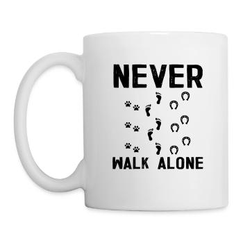 Ne jamais marcher seul cavalier cheval chat chien cadeau - Mug blanc - blanc - Gauche