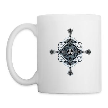 Celtic cross with triskelion - Mug - white - Left