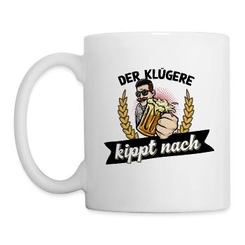 Trinkspruch lustig Bier trinken Sprüche Geschenk - Tasse - Weiß - Links