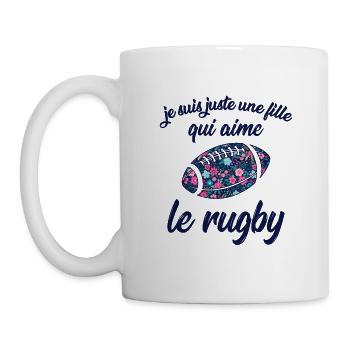 je suis juste une fille qui aime le rugby - Mug blanc - blanc - Gauche