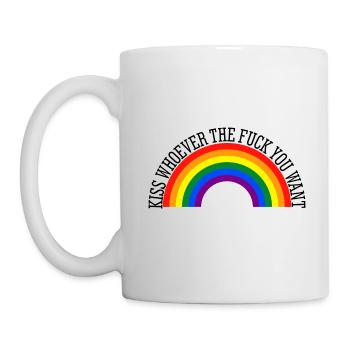 Kiss whoever the fuck you want pride month lgbt - Mug - white - Left