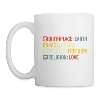Lieu de naissance Earth Race Human Anti Racism - Mug blanc - blanc - Gauche