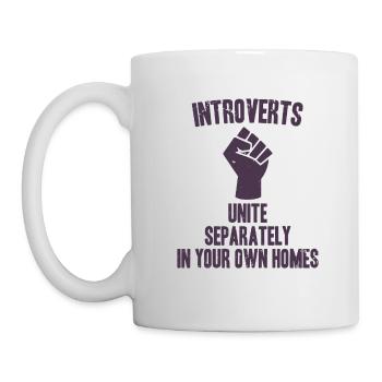 Introverts unite Introvert anti social fist - Mug - white - Left
