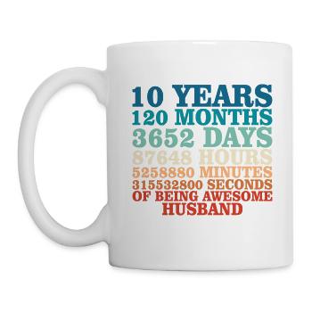 Ehemann Jubiläum 10 Jahre Paar Geschenk - Tasse - Weiß - Links