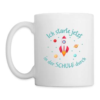 Ich starte jetzt in der Schule durch Kosmos rocket - Tasse - Weiß - Links