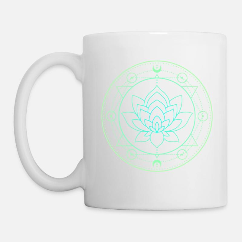 Lotus Moon Sacred Geometry - Mug - white