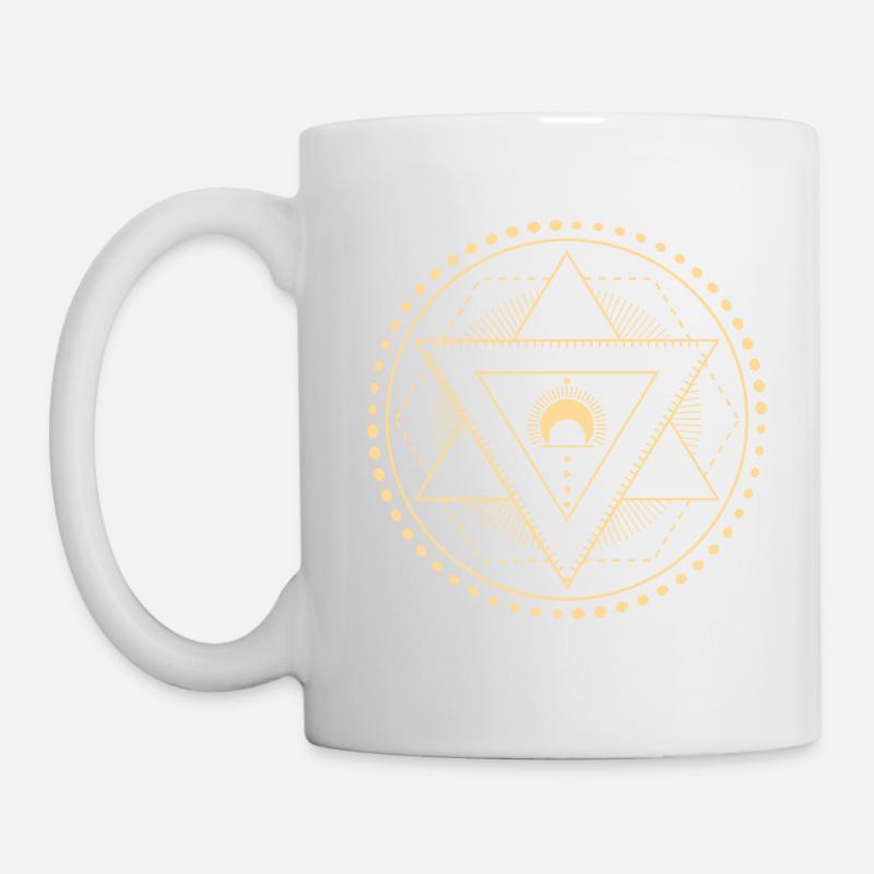 Hexagram Geometrie Mond blau - Tasse - Weiß