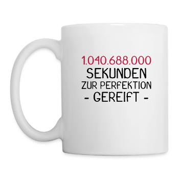 33 Geburtstag in Sekunden Geschenk Geschenkidee - Tasse - Weiß - Links