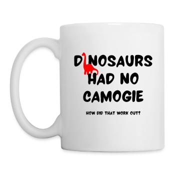 Dinosaurier hatten keine Camogie Wie hat das geklappt? - Tasse - Weiß - Links