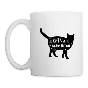 Katzen & Badminton - Tasse - Weiß - Links