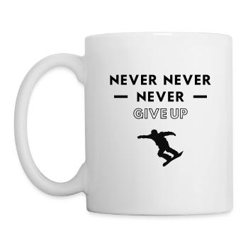 Snowboarding: Never never never give up. - Mug - white - Left