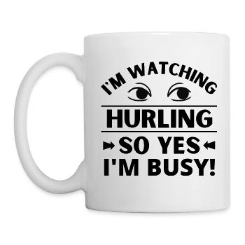 Ich schaue beim Hureln, also ja, ich bin beschäftigt. - Tasse - Weiß - Links