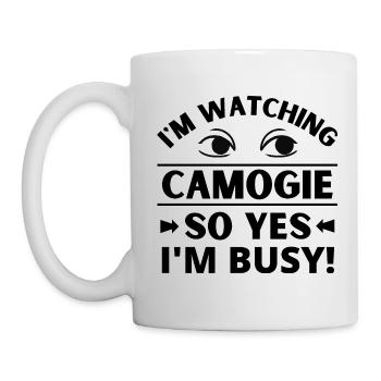 Ich schaue Camogie, also ja, ich bin beschäftigt. - Tasse - Weiß - Links