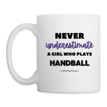 Ne sous-estimez jamais une fille qui joue au handball - Mug blanc - blanc - Gauche