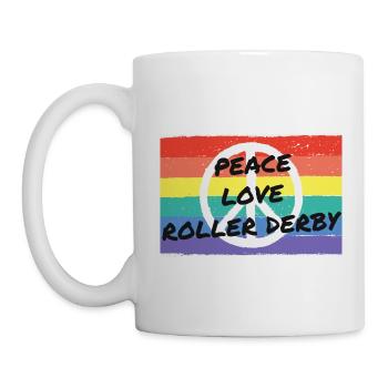 paix. amour. Roller derby. - Mug blanc - blanc - Gauche