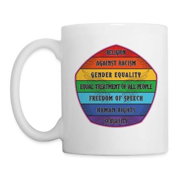 Regenbogen Anti Rassismus, Meinungsfreiheit, Demo - Tasse - Weiß - Links